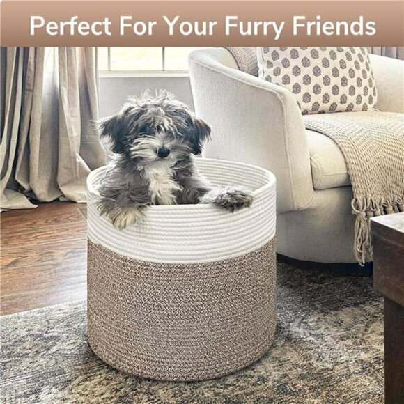 Large Cotton Rope Storage Basket Woven Bin for Toys Blankets Nursery Living - Picture 6 of 7